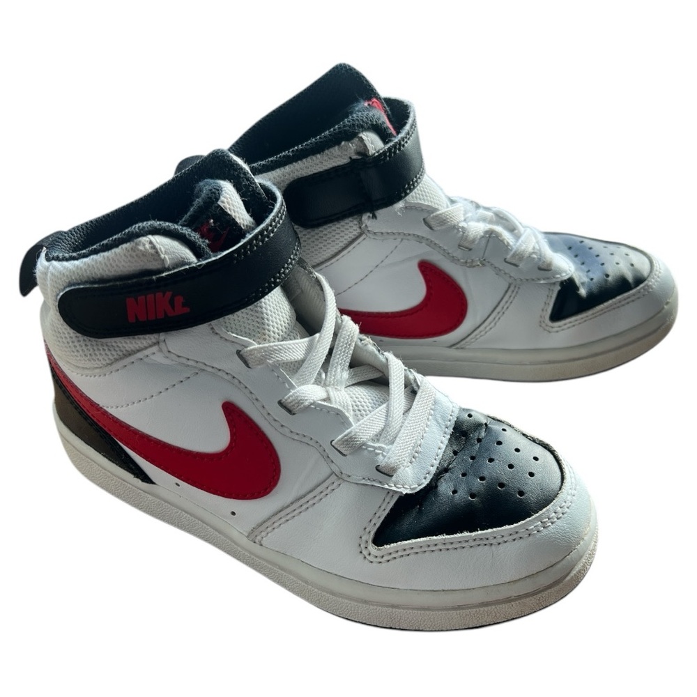 Nike Court Borough Mid Kids High-Top Sneakers - White, Black, and Red Size 13 C